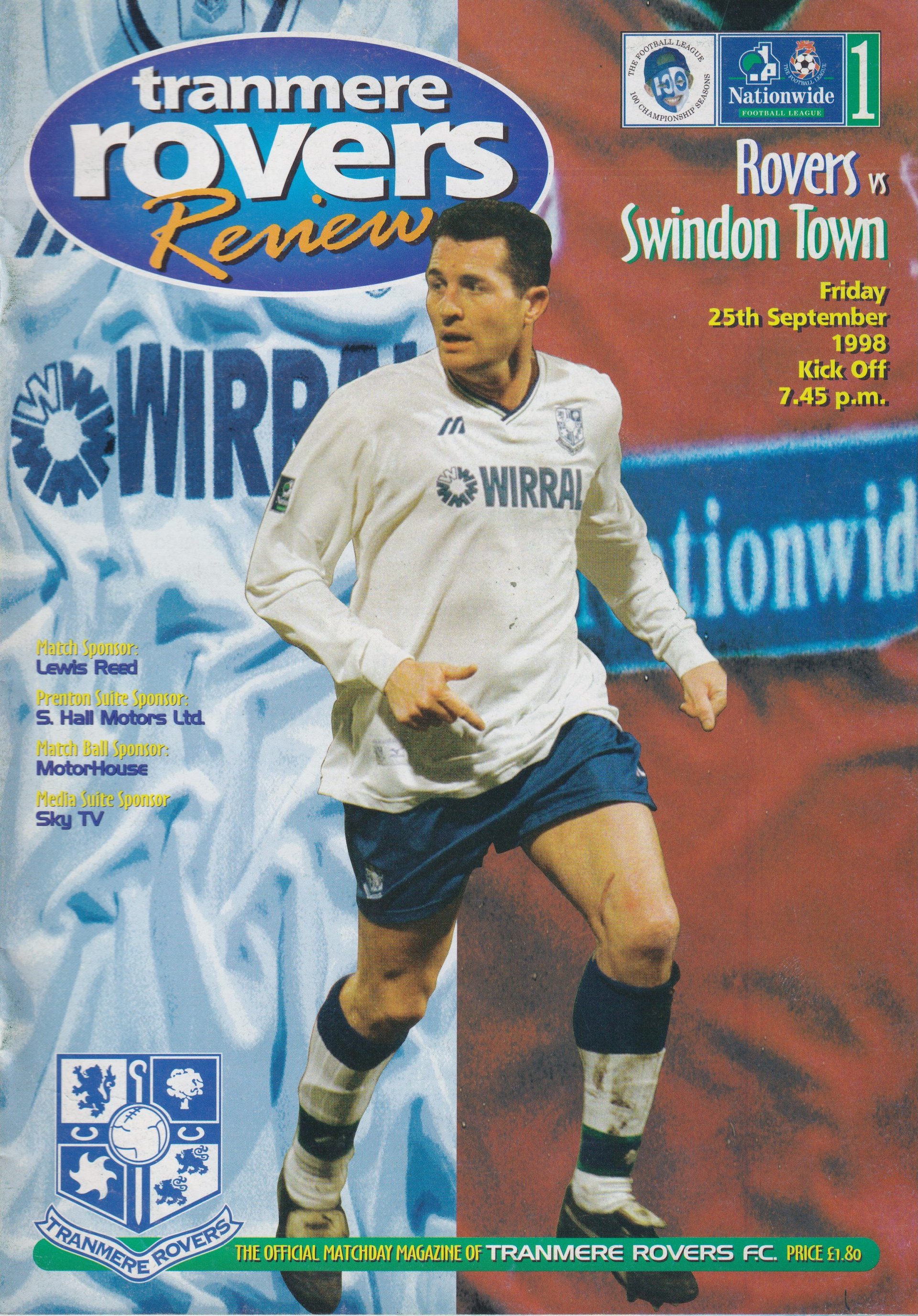 Tranmere Rovers v Swindon Town match programme